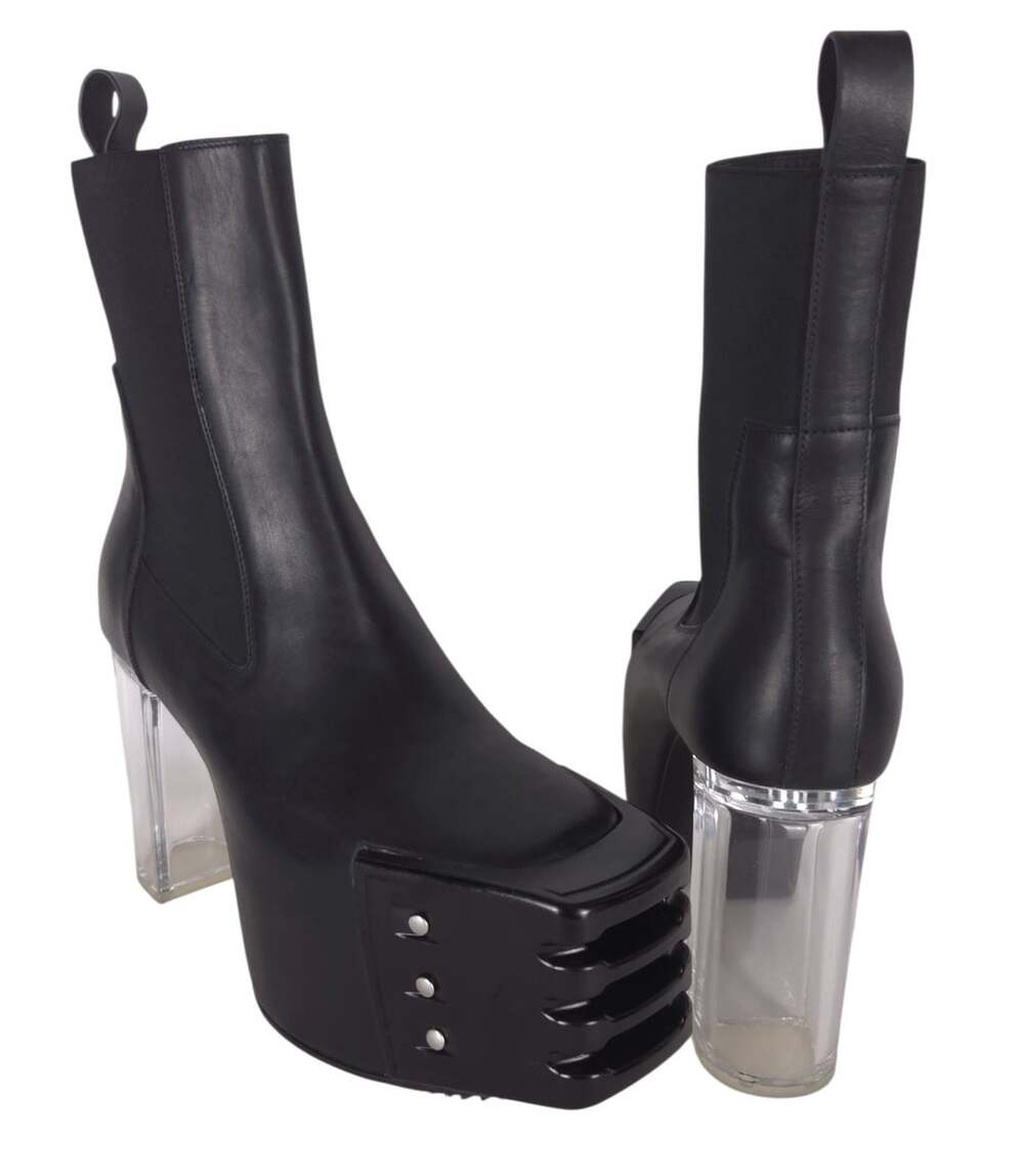 Rick Owens Grilled Kiss Boots US 8 EU 41 Mens Black Clear Transparent $2885